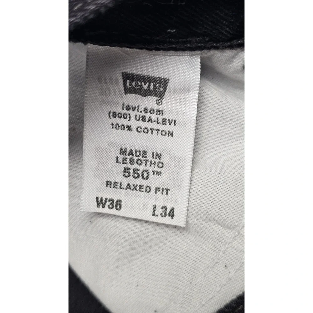 Levis‎ 550 Jeans Mens 36x34 Relaxed Fit Black Y2k 2008 Straight Leg Denim